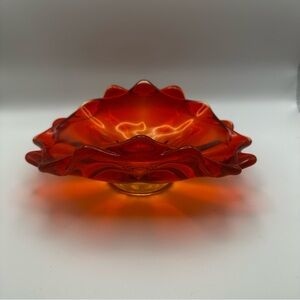 Vintage MCM Orange Glass Dish